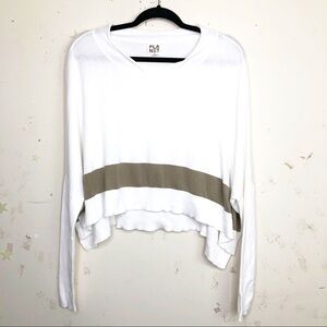 𝅺Planet by Lauren G White long sleeve sweater with brown striped